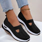Women's black mesh flats shoes with breathable design and white non-slip soft soles