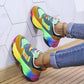 Colorful spring and autumn platform dad shoes with rainbow sole and cross straps, low top design for women