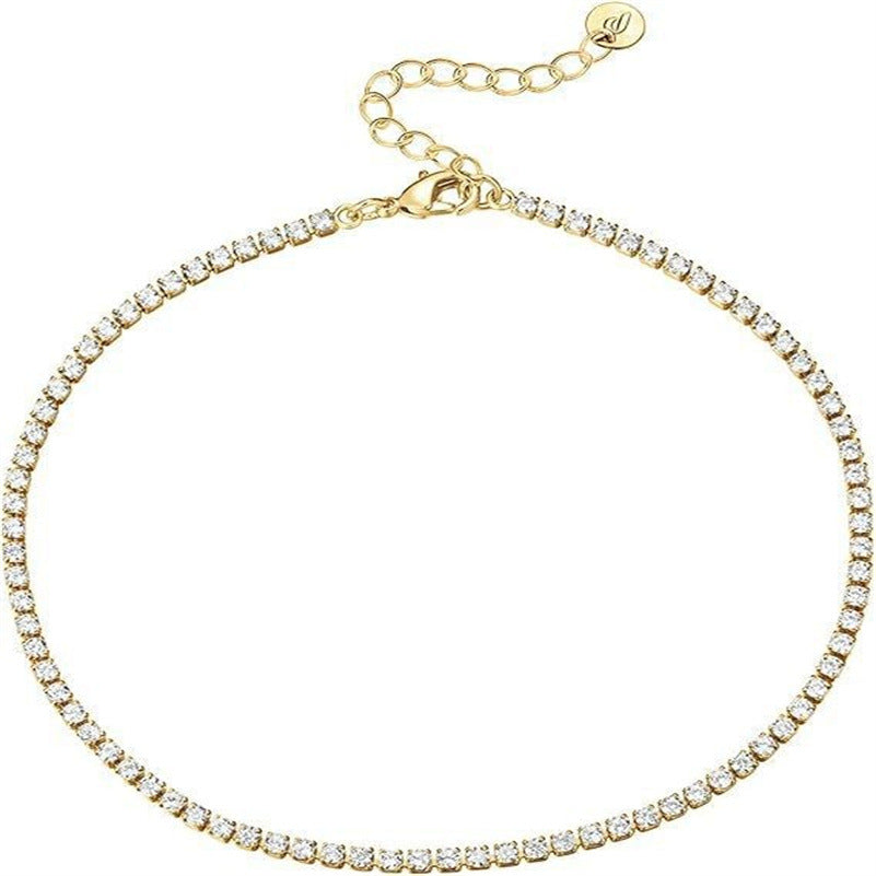 Gold rhinestone beach anklet with adjustable clasp and sparkling stones