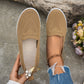 Light brown women's summer mesh casual shoes with flat low heel and round toe