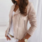 Women’s zip-up lapel collar jacket in khaki with long sleeves and pockets