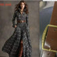 Large size women's clothing French retro plaid slim irregular dress with belt and mid waist design