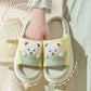 Cute cartoon bear slippers for women with thick soles, eco-friendly PVC and linen, spring and autumn house shoes
