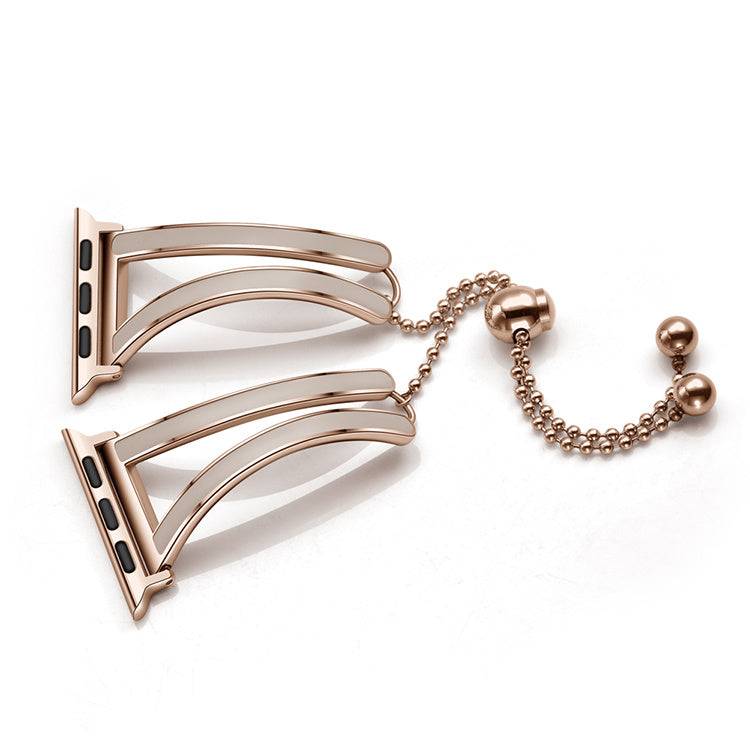 Rose gold stainless steel watch strap for female with adjustable clasp design