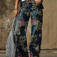 Plus Size Women's Casual Pants wide leg floral print thin fabric