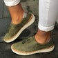 Plus size women couple canvas shoes flat heel olive green with tassels rubber sole