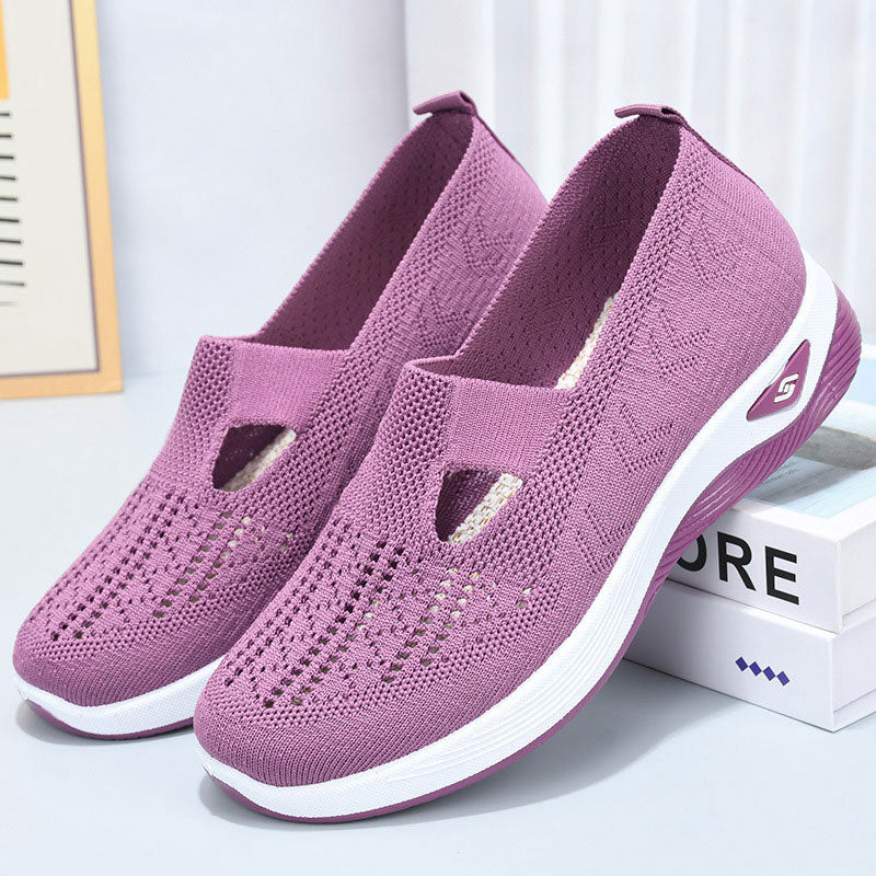 Purple breathable summer mesh slip-on shoes for women