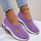 Purple mesh flats shoes for women with breathable design and non-slip soft sole