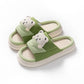 Cute cartoon bear slippers with thick soles in green for women, spring and autumn house shoes
