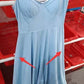 Light blue women's V-neck brace sleeveless long dress made of polyester fabric