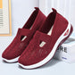 Red breathable mesh summer shoes for women with white sole, casual low-top flat heel sneakers.