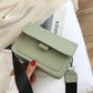 Wide shoulder strap small square green PU leather crossbody bag for women