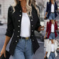 Winter fashion solid color stand collar double breasted cardigan jacket in black, navy, wine red, and white for women