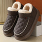 Women’s winter plush cotton shoes with thick rubber sole and warm fleece lining, waterproof indoor outdoor slippers