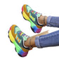 Colorful platform dad shoes for spring and autumn with rainbow sole and round toe design