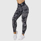 Women's seamless tie dye leggings in black and gray for yoga, fitness, and running