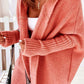 Women's oversized bat sleeve hooded cardigan in soft pink knit sweater