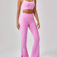 Women’s outdoor sports yoga suit pink spaghetti strap contrast fitness set
