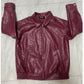 Women's locomotive style leather coat in burgundy imitation leather with long sleeves and zipper closure