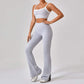 Outdoor sports yoga suit for women with spaghetti strap top and fitted contrast color fitness pants