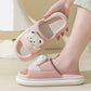 Pink cute cartoon bear slippers with thick sole and open toe design for women