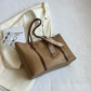 New and simple tote bag large capacity casual versatile bucket shoulder bag in khaki with brown accents
