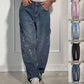Women’s Ins shiny straight jeans with pockets loose wide-leg street-style trousers in multiple colors