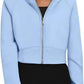 Casual Zippered Hooded Sweatshirt Fleece Sport Cardigan Fashion Hoodies Short Tops Womens Clothing