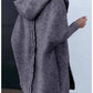 Oversized gray bat sleeve hooded cardigan sweater for women