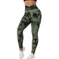 Women's seamless tie dye leggings in green and black for yoga and fitness