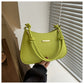 Women's high-end hand-held small square armpit bag in green PU material with single shoulder strap and three-dimensional pocket design