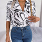 Fashion Tie Dye Printed Short Sleeve Shirt Summer Casual Lapel Shirt Tops For Womens Clothing