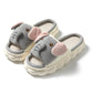 Couples open toe elephant gray linen slippers with cushioned soles