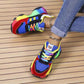 colorful spring and autumn dad shoes with platform sole and rainbow accents