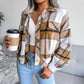 Plaid Lapel Cropped Jacket Fashion Loose Button Long Sleeve Short Outwear Tops Coat For Womens Clothing