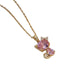 Niche Fashion elegant gold titanium steel necklace with pink diamond cat pendant
