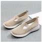 Light beige summer breathable mesh slip-on shoes for children with white soles