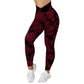 Women's seamless tie dye leggings in burgundy and black, perfect for yoga and fitness activities