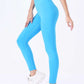 Blue high waist seamless yoga pants for women with scrunch butt and elastic waistband