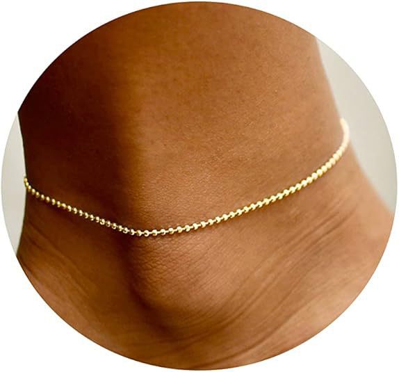 gold bead chain beach anklet on ankle simple elegant jewelry accessory