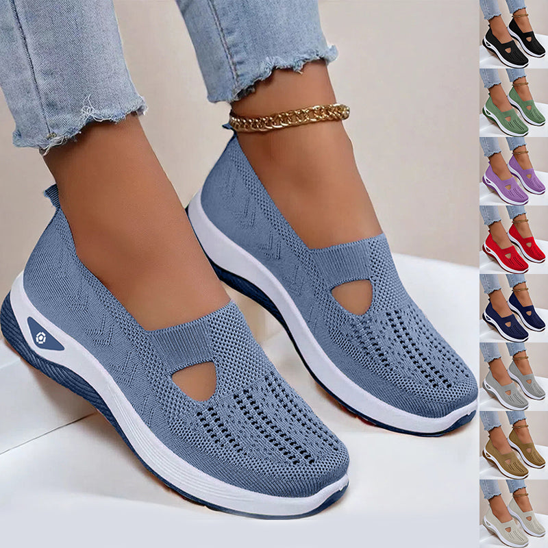 Women's breathable mesh flats shoes with soft non-slip sole in multiple colors
