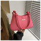 Women's high-end hand-held small square pink handbag with PU material and three-dimensional pocket design
