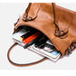 European and American style women's retro large capacity brown shoulder bag with zipper compartments