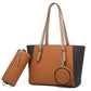 Large capacity three-in-one saffiano bag in brown and black with double shoulder straps and detachable pouches