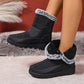 Plus size women's black snow boots with warm fur lining and flat grip sole