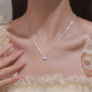 Sparkling Starry Sky S925 silver necklace with white zircon pendant on woman's clavicle