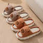 Open toe couple indoor linen slippers with non-slip PVC sole in light and dark coffee colors