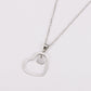 Double-heart stainless steel minimalist necklace with O-link chain in silver tone