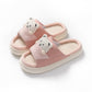 Pink cute cartoon bear slippers with thick sole for women, spring and autumn house shoes