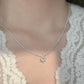 Sparkling starry sky S925 silver necklace with white zircon pendant on clavicle.
